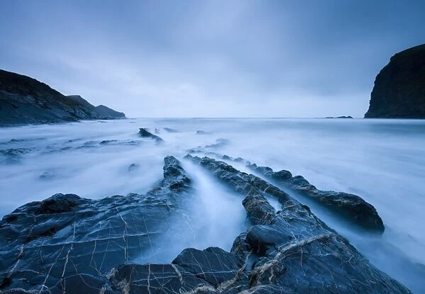Rugged shores of Crackington Haven, a cove in North Cornwall, England
