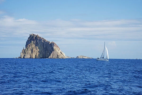 Sailing at Basiluzzo Cliff, Panarea, Aeolian Islands, Sicily, Italy, Europe