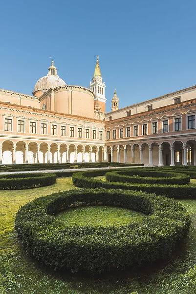 San Giorgio Monastery, Venice, Veneto, Italy. The garden and the Palladian cloister