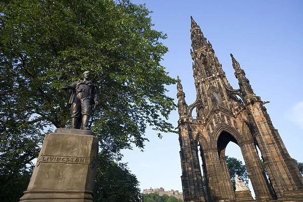 Scotland, Edinburgh, David Livingstone Monument and Scott Monument
