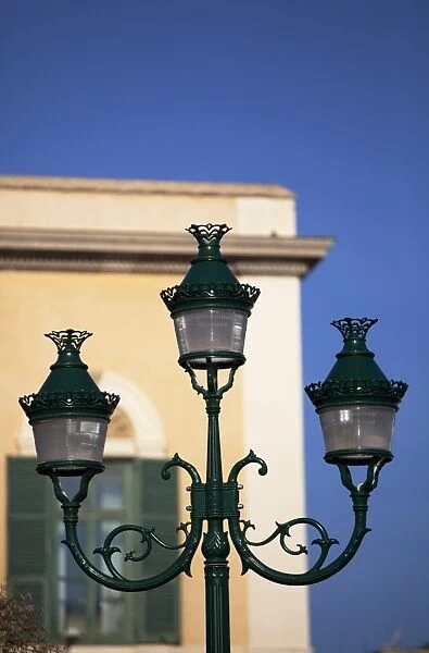 Sicily, Italy, Western Europe; Lamp post in the Trapanis historical core