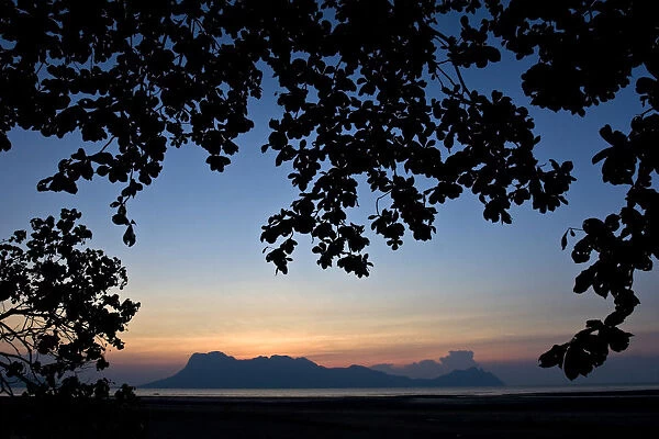 Silhouette of Gunung Sipang Peninsula, Bako National Park, Sarawak, Malaysian Borneo