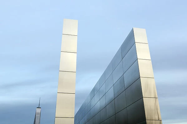 The Empty Sky Memorial to 9  /  11 victims in Liberty State Park, NJ with One World Trade