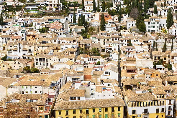 Spain, Andalusia, Granada, Alhambra, Rooftops of the old town