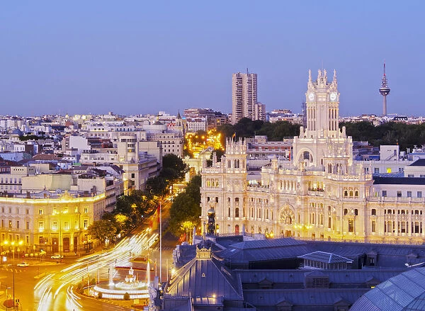 Spain, Madrid, Cityscape with TheaCybele Palace