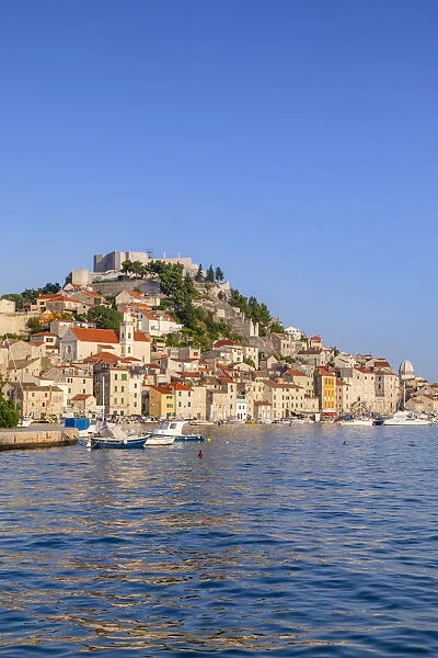 St. Michaels Fortress and Sibenik Harbour, Sibenik, Dalmatian Coast, Croatia, Europe