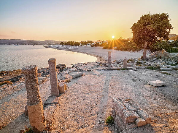 St. Stefanos Basilica Ruins at sunset, Agios Stefanos Beach, Kos Island, Dodecanese, Greece