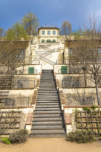 Staircase of Furstenberg Garden by Prague Castle, Mala Strana, Prague, Bohemia, Czech Republic