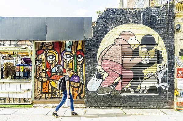 Street art, Hanbury Street, Shoreditch, London, England, Uk