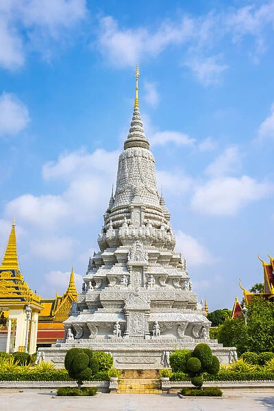 Stupa in front of the Silver Pagoda, on the grounds of the Royal Palace, Phnom Penh