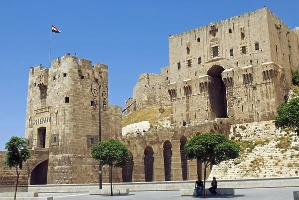 Syria, Aleppo. Entrance to the Citadel