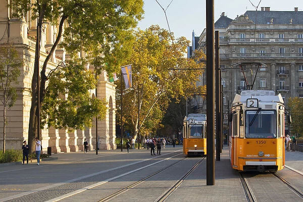 Trams in Kossuth Lajos Square, Budapest, Hungary