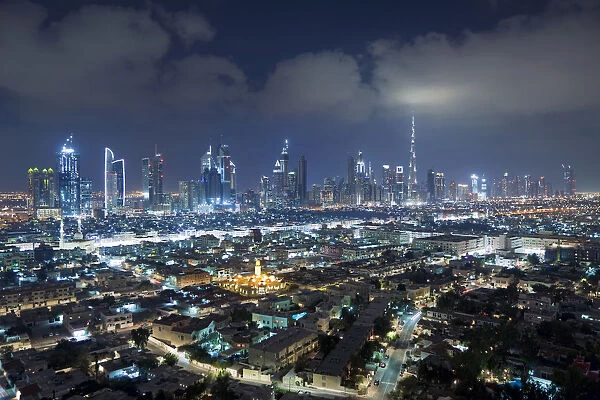 United Arab Emirates, Dubai, skyline of modern skyscrapers including the Burj Khalifa