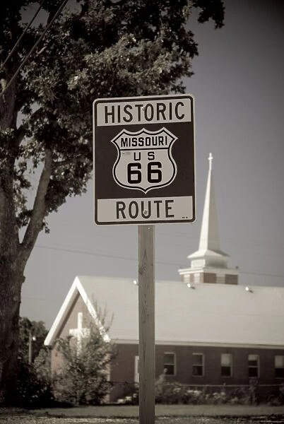 USA, Missouri, Route 66, Buckhorn, Historic Route 66 sign