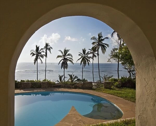 The view from Chingwede House, a beautiful coast house built on a cliff overlooking the coconut palm-fringed Msambweni beach, south of Mombasa, and the Indian