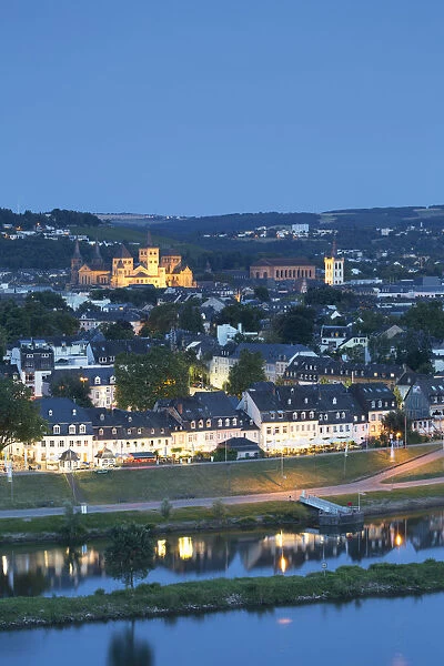 View of Trier at dusk, Rhineland-Palatinate, Germany