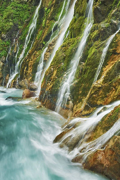 Waterfall and moss - Germany, Bavaria, Upper Bavaria, Berchtesgadener Land, Ramsau