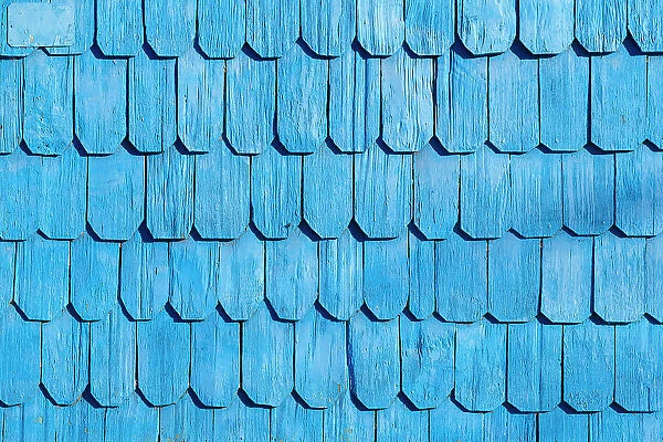 Detail of wooden roofing tile on house, Achao, Quinchao Island, Chiloe Province, Los Lagos Region, Chile