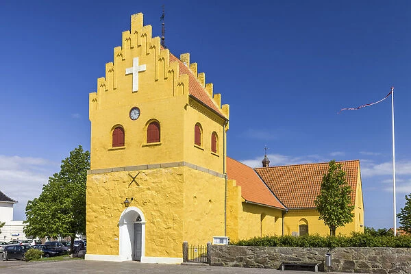 Yellow Church of Allinge on Bornholm, Denmark