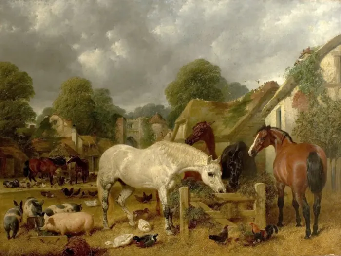 Framed Print : Horses in a Paddock Print, Oil on Canvas Framed Print : Horses in a Paddock Print, Oil on Canvas