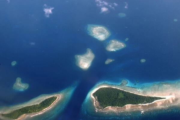 Aerial view of atoll, Kuwajelein, Marshall Islands, Micronesia