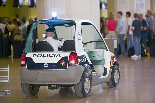 an electric police car in Malaga airport in spain