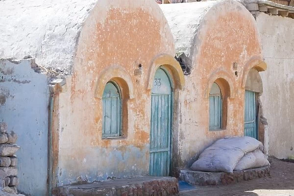 Rundown Arabic housing belonging to poor people in Dahab on the Red Sea in the Sinai Desert Egypt