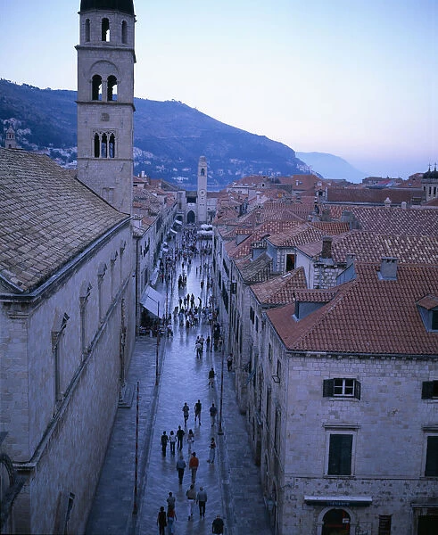 20038536. CROATIA Dalmatia Dubrovnik Aerial view along Placa