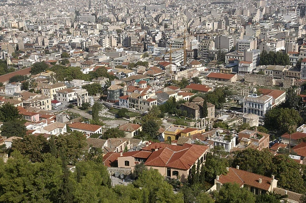 20064579. GREECE Athens Aerial view over the city rooftops