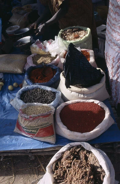 20089499. SENEGAL Dakar Spices for sale in the market