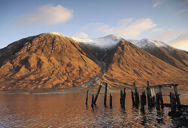 Disused jetty with snowy mountains Ben Starav