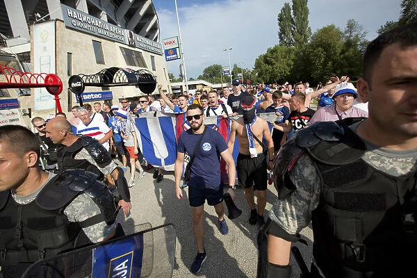 Rangers FC Supporters Epic March to Philip II Arena: United in Passion and Pride for the Europa League Qualifier vs FC Shkupi (Scottish Cup Winners 2003)