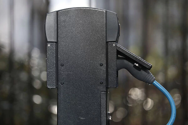 A charging point for electric vehicles is seen in London