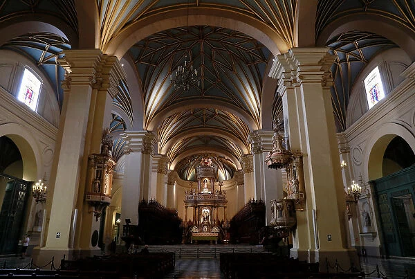 A general view of the inside of Limas Cathedral in downtown Lima