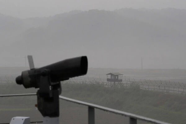 A guard post is seen near the demilitarized zone separating the two Koreas, in Paju