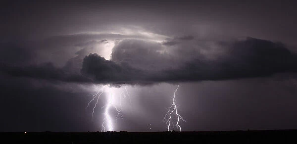 Lightning lights up the night sky over Plainview, Texas