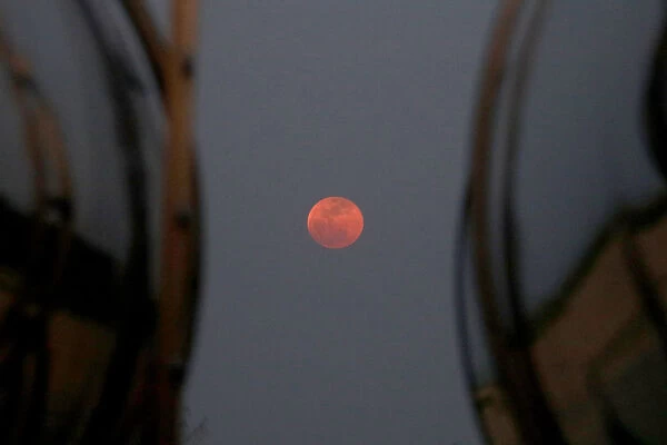 A full moon Super Blue Blood Moon rises in Nicosia