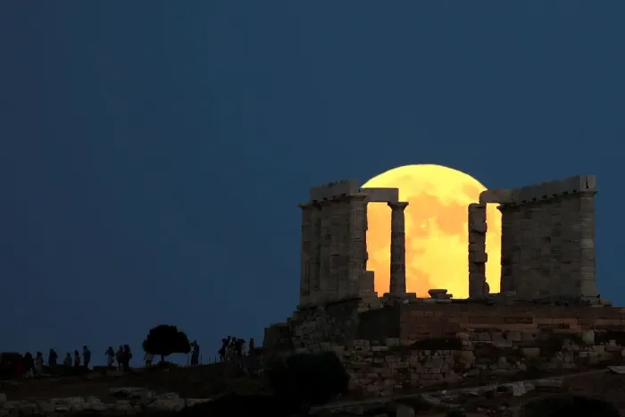 Framed Print : Print of Lunar Eclipse in Greece Framed Print : Print of Lunar Eclipse in Greece