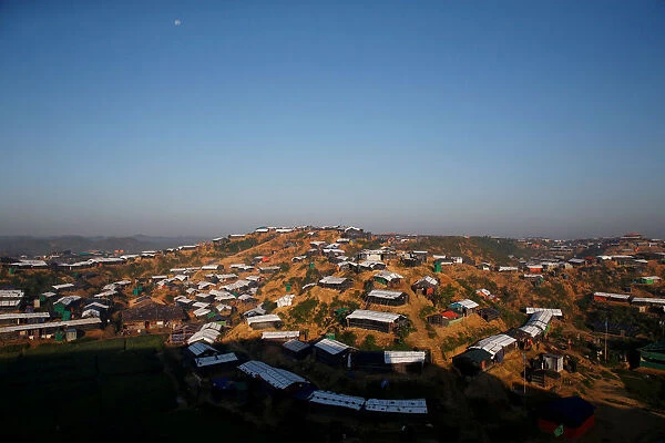 Temporary shelters cover a hill at Palongkhali refugee camp, near Coxs Bazar, Bangladesh