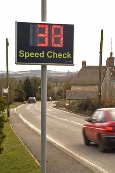 Framed Print : Speed Check Warning Sign Print