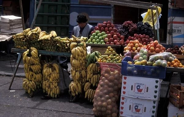 Ecuador Fruit and vegetables for sale at Cotopaxi Market, Ecuador, S. America