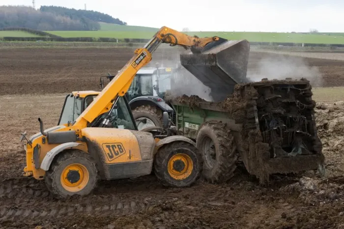 Framed Print : JCB Loadall Telehandler Loading Muck into Print Framed Print : JCB Loadall Telehandler Loading Muck into Print
