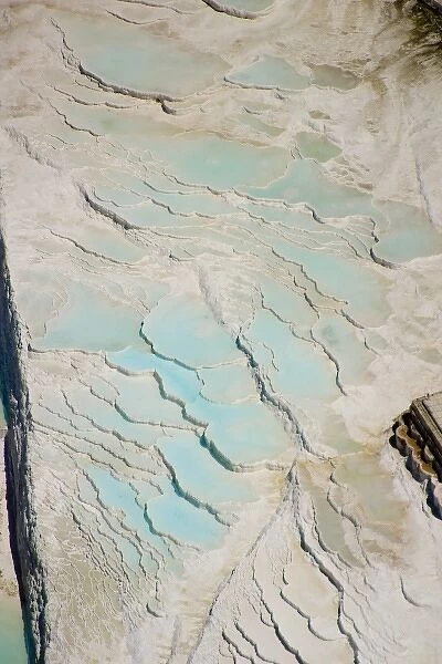 Aerial view of the travertine rocks and pools, Pamukkale (ancient Hierapolis), Turkey