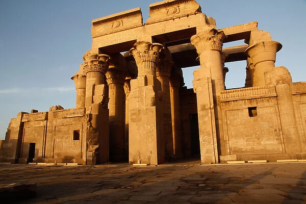 Africa, Egypt, Kom Ombo. Sunset at the Egyptian double temple of Kom Ombo which was