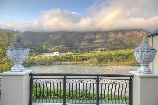 Africa, South Africa, Franschhoek. View from L Ermitage Hotel balcony. Credit as