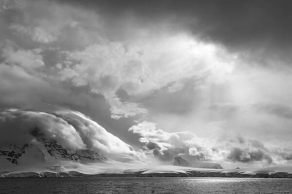 Antarctica, South Atlantic. Stormy snow clouds over peninsula