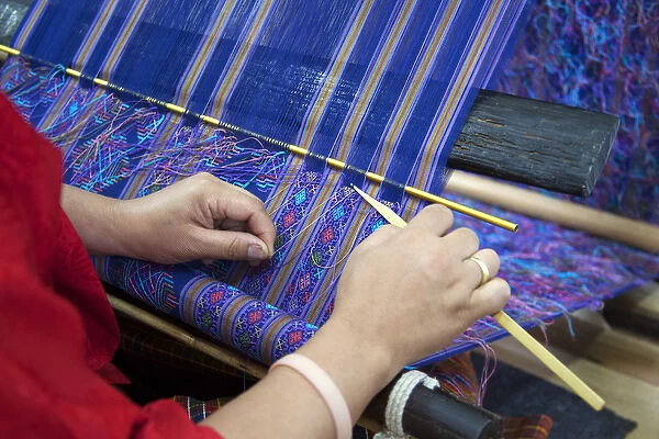Asia, Bhutan, Thimpu. Bhutanese Textile Weaver
