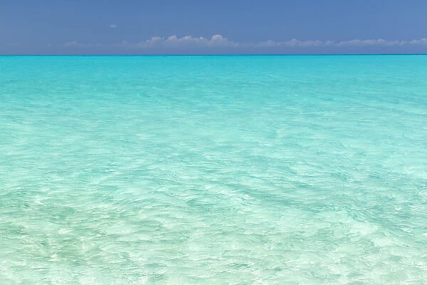 Bahamas, Little Exuma Island. Seascape of aqua ocean water