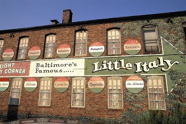 Baltimore Maryland USA the historic Little Italy section signage