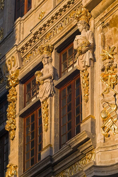 Belgium, Brussels, Grand Place, Guild Hall detail